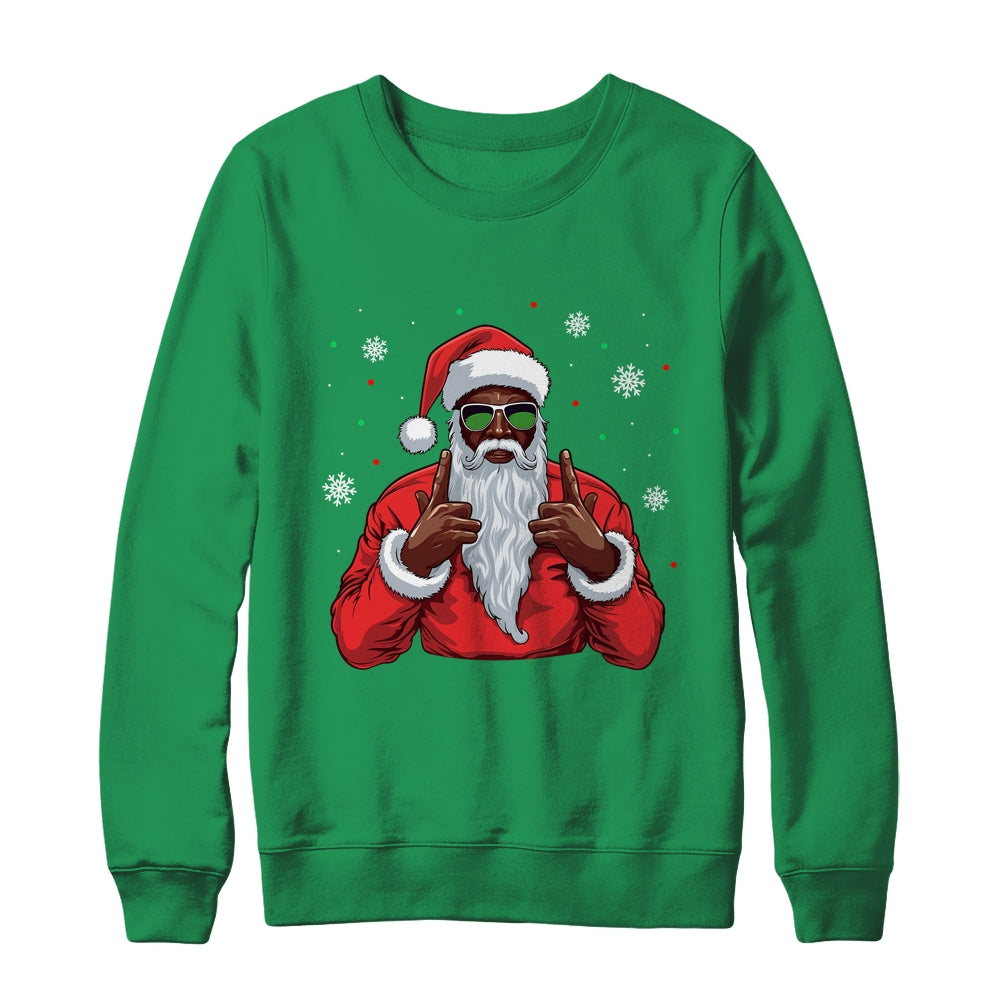 African American Santa Christmas Afro Cool Black Shirt & Sweatshirt | siriusteestore