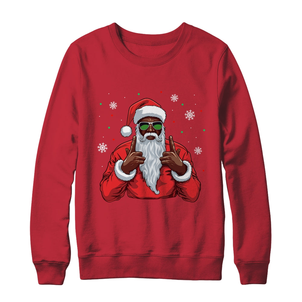 African American Santa Christmas Afro Cool Black Shirt & Sweatshirt | siriusteestore