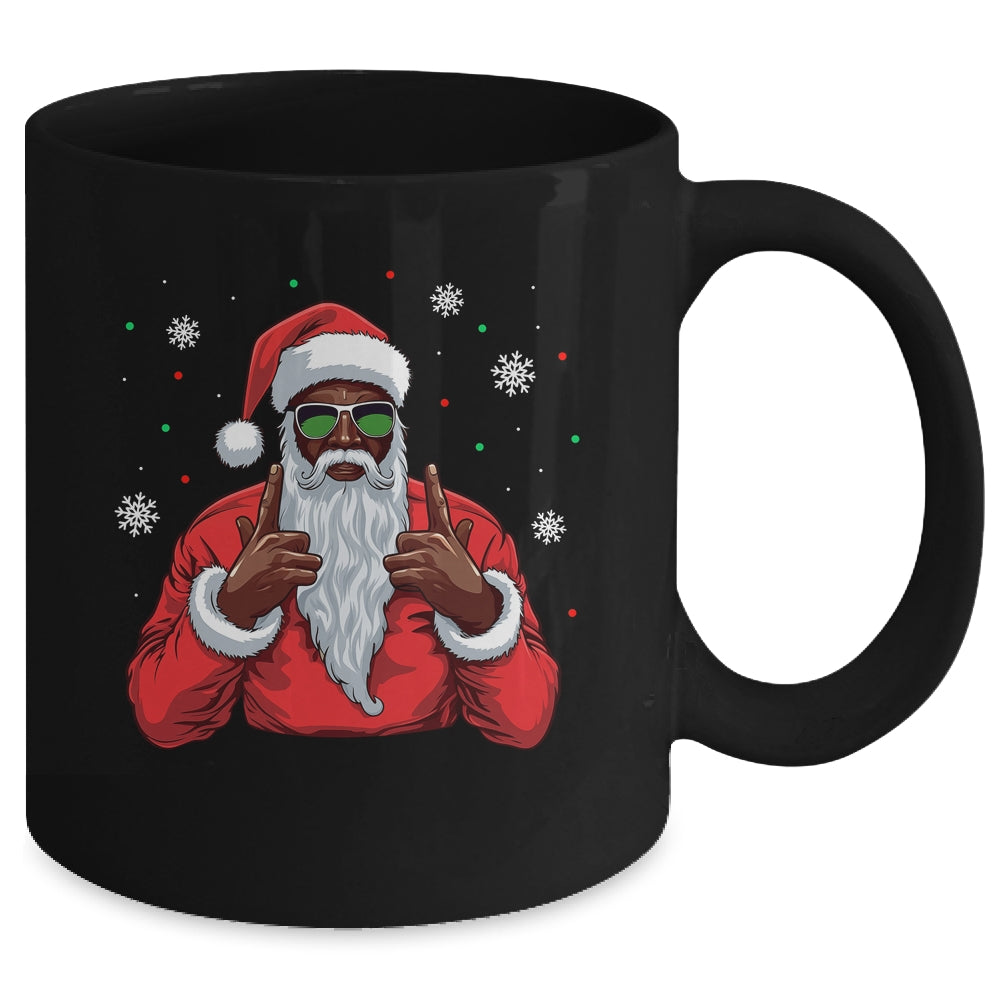 African American Santa Christmas Afro Cool Black Mug | siriusteestore