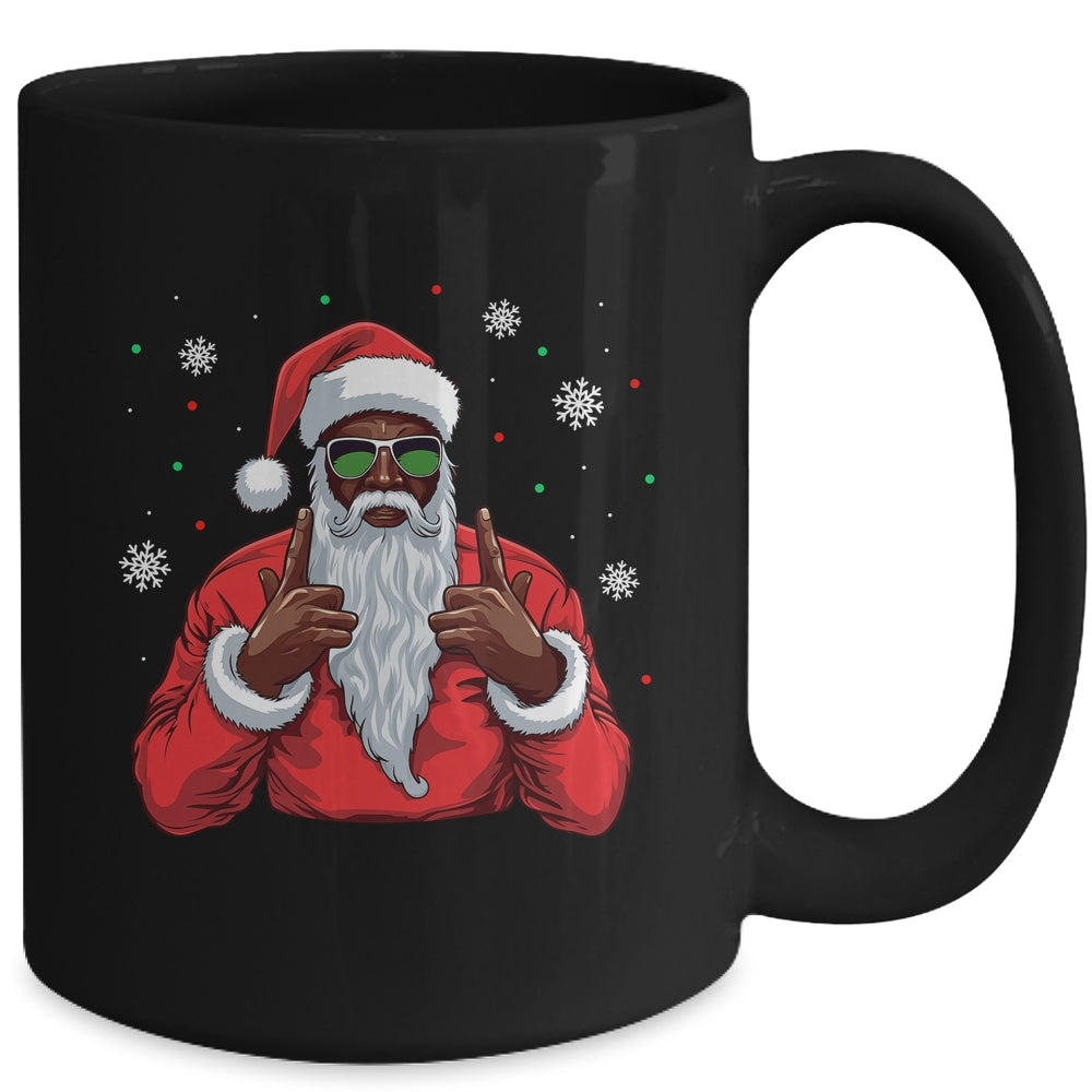 African American Santa Christmas Afro Cool Black Mug | siriusteestore