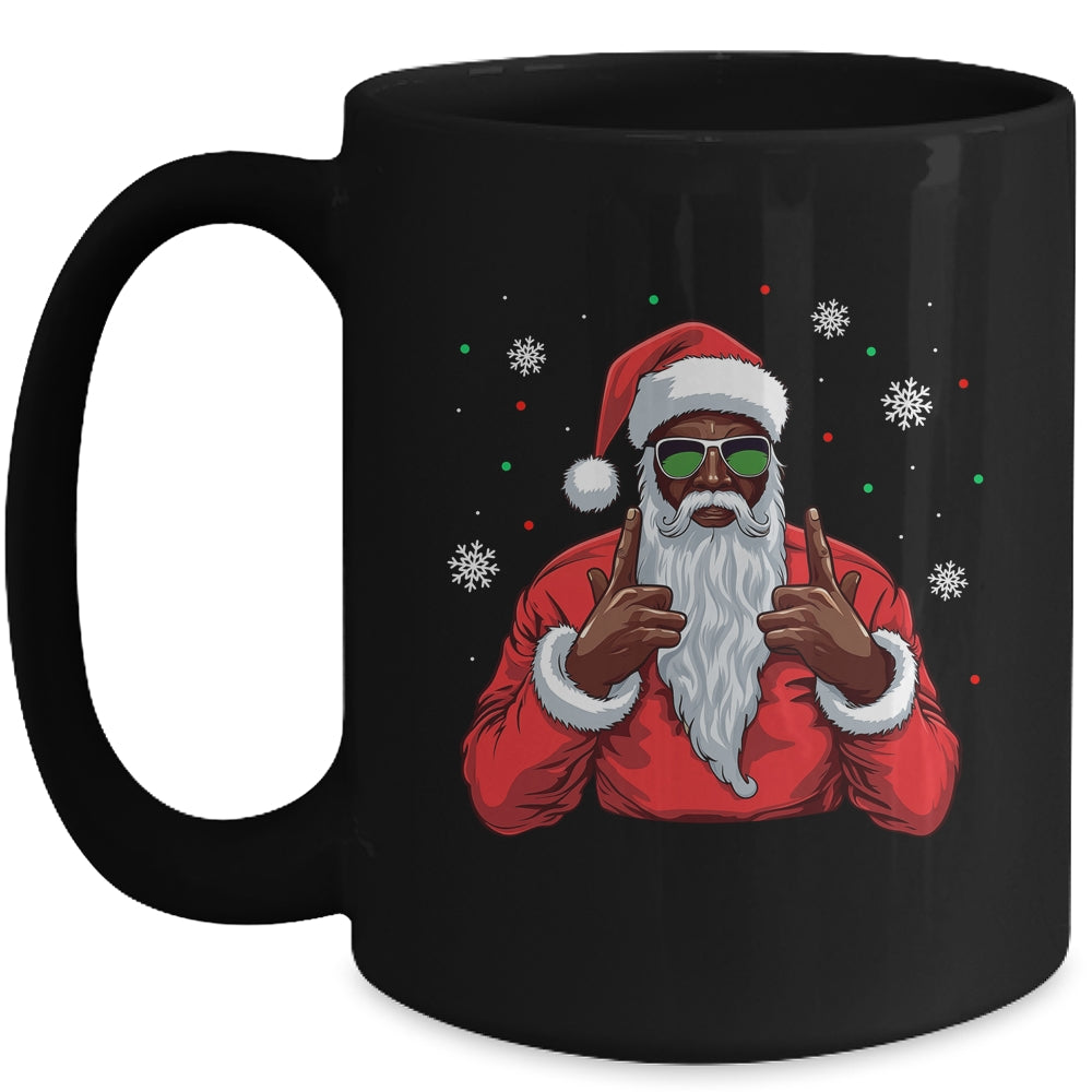 African American Santa Christmas Afro Cool Black Mug | siriusteestore
