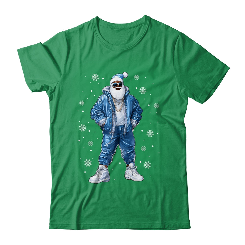 African American Santa Christmas Blue Cool Black X-Mas Shirt & Sweatshirt | siriusteestore