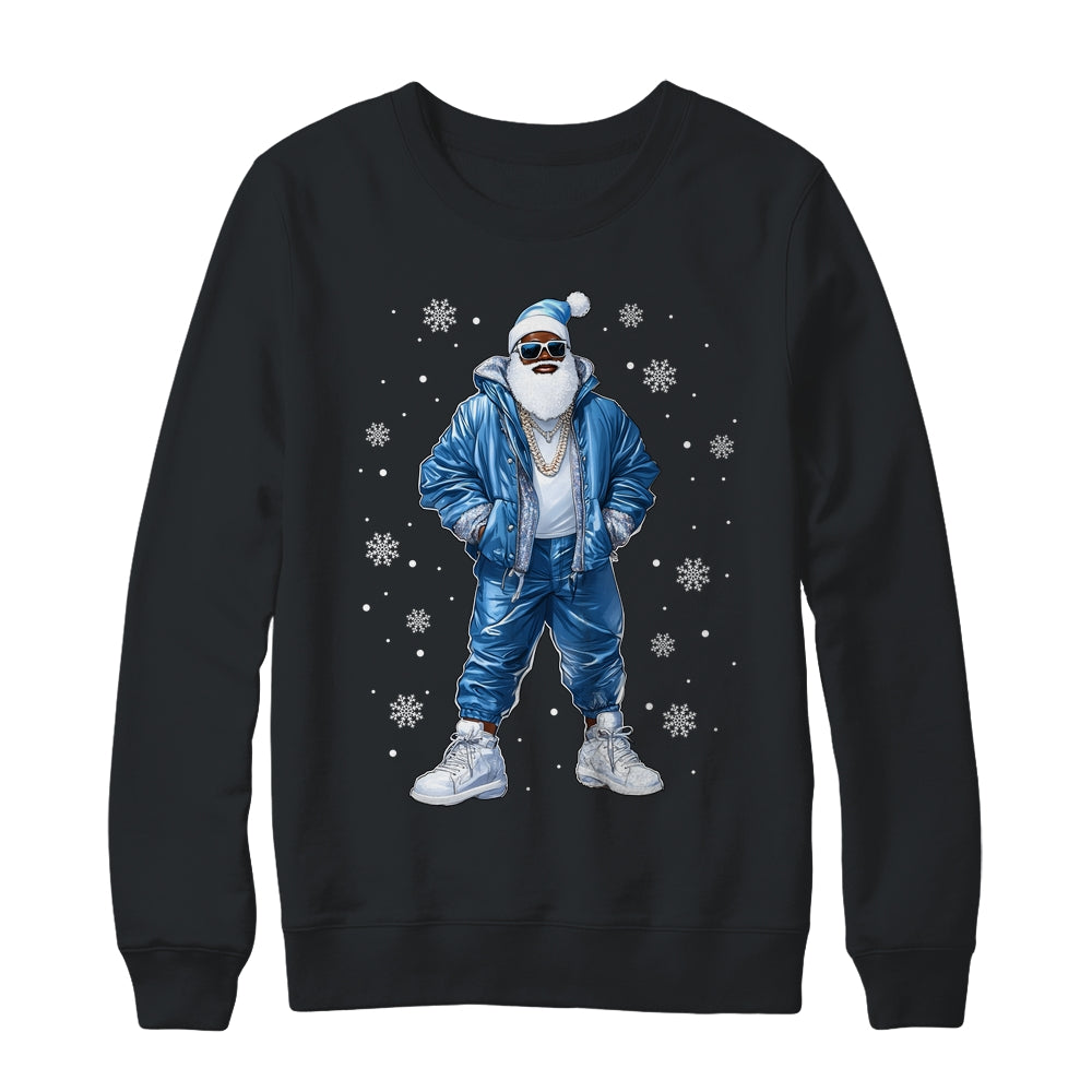 African American Santa Christmas Blue Cool Black X-Mas Shirt & Sweatshirt | siriusteestore