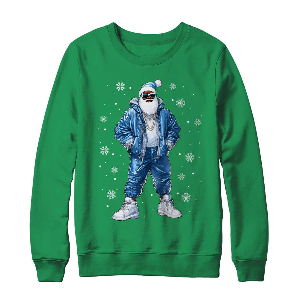 African American Santa Christmas Blue Cool Black X-Mas Shirt & Sweatshirt | siriusteestore