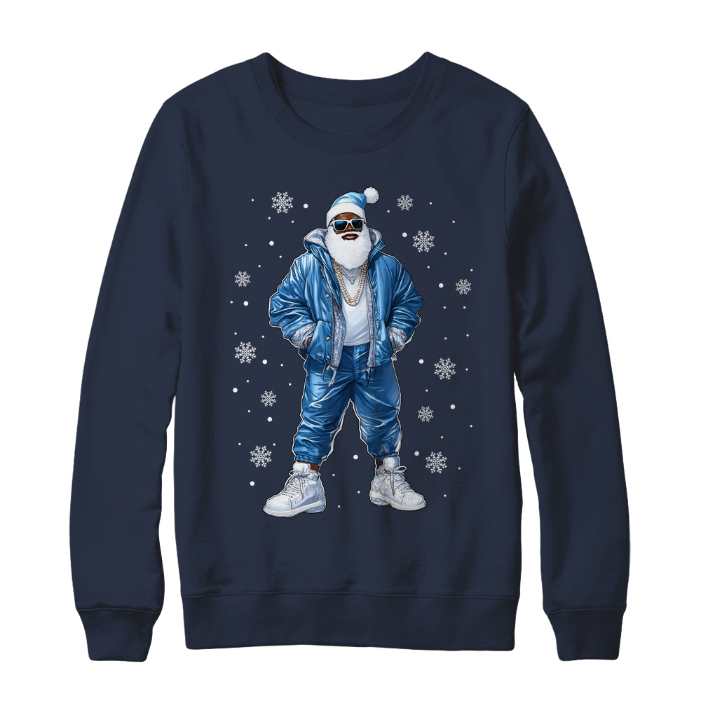 African American Santa Christmas Blue Cool Black X-Mas Shirt & Sweatshirt | siriusteestore