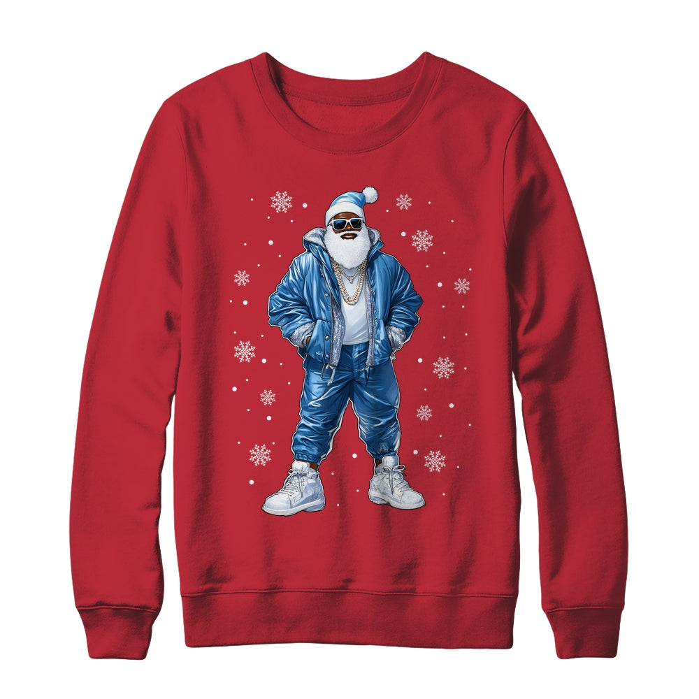 African American Santa Christmas Blue Cool Black X-Mas Shirt & Sweatshirt | siriusteestore