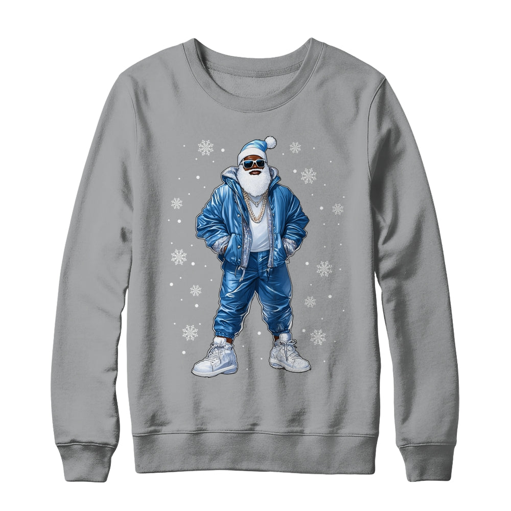 African American Santa Christmas Blue Cool Black X-Mas Shirt & Sweatshirt | siriusteestore