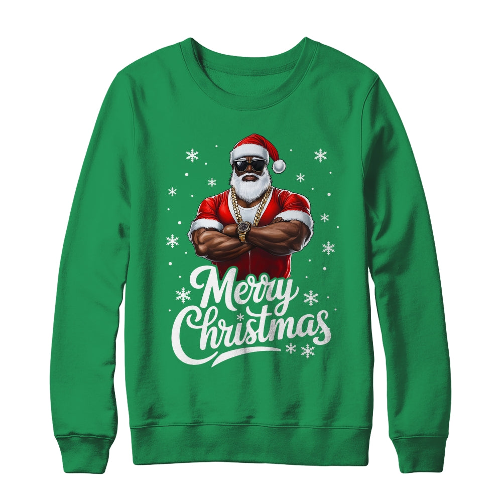 African American Santa Christmas Cool Afro Black Men Shirt & Sweatshirt | siriusteestore