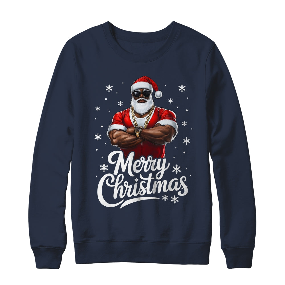 African American Santa Christmas Cool Afro Black Men Shirt & Sweatshirt | siriusteestore