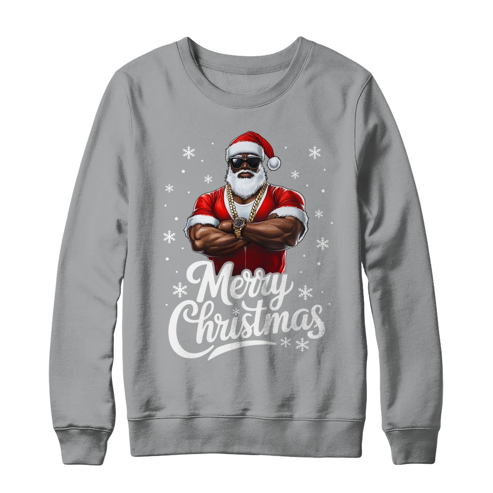 African American Santa Christmas Cool Afro Black Men Shirt & Sweatshirt | siriusteestore