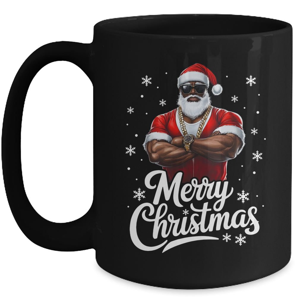 African American Santa Christmas Cool Afro Black Men Mug | siriusteestore