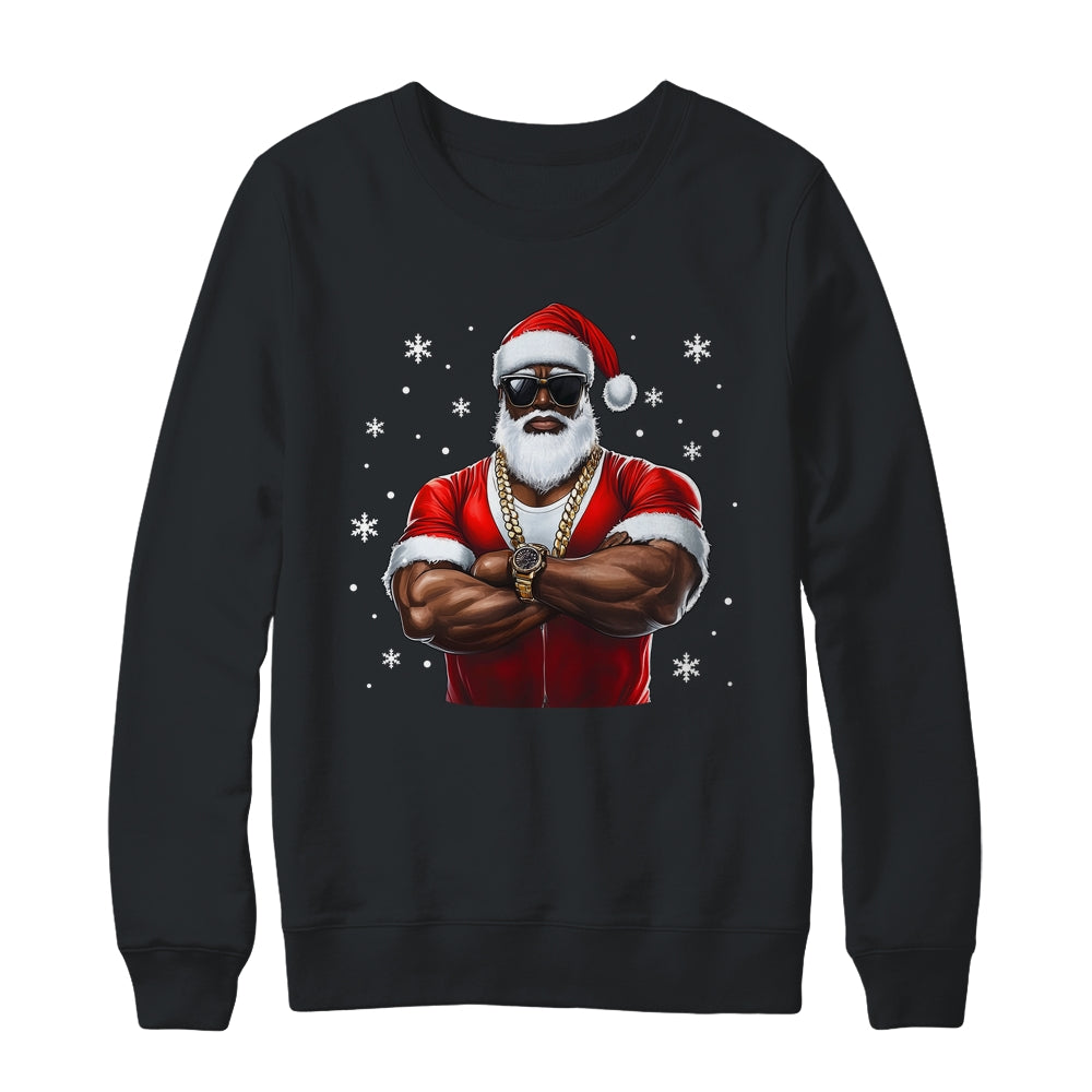 African American Santa Christmas Cool Afro Black X-Mas Shirt & Sweatshirt | siriusteestore