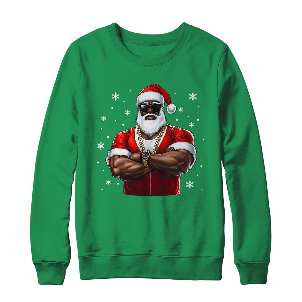 African American Santa Christmas Cool Afro Black X-Mas Shirt & Sweatshirt | siriusteestore