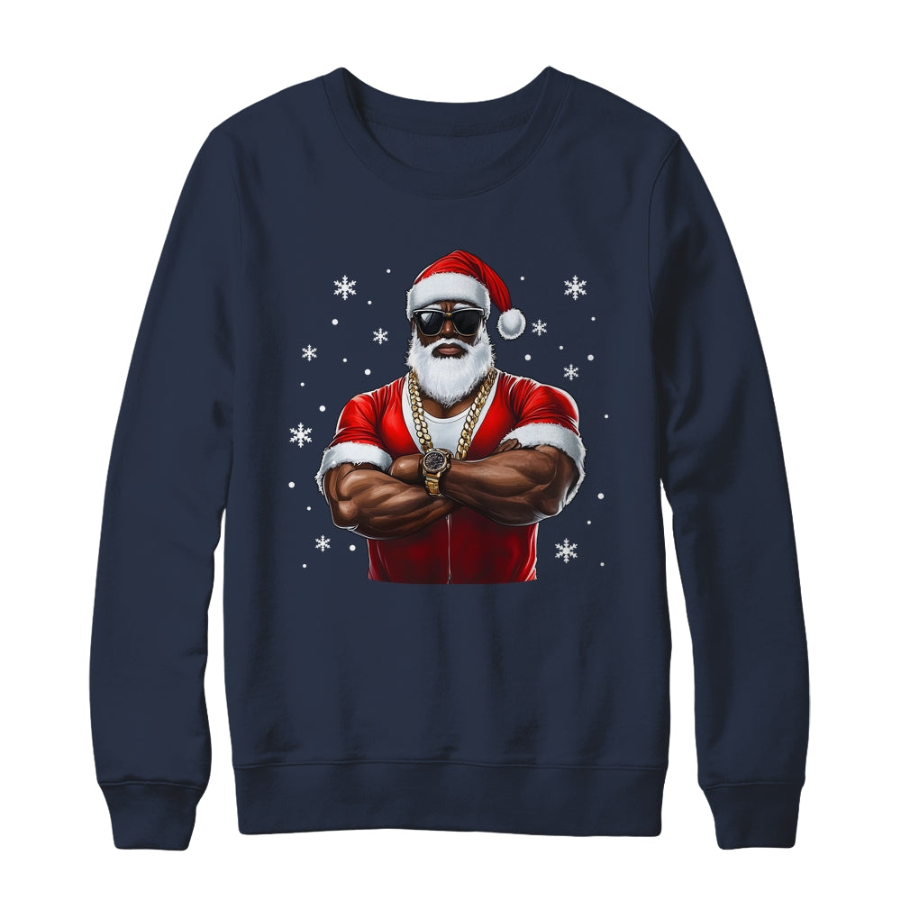 African American Santa Christmas Cool Afro Black X-Mas Shirt & Sweatshirt | siriusteestore