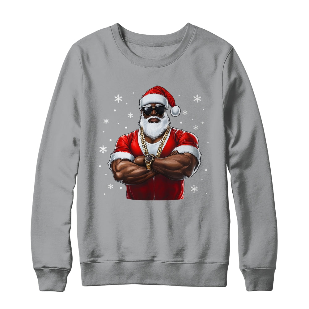 African American Santa Christmas Cool Afro Black X-Mas Shirt & Sweatshirt | siriusteestore