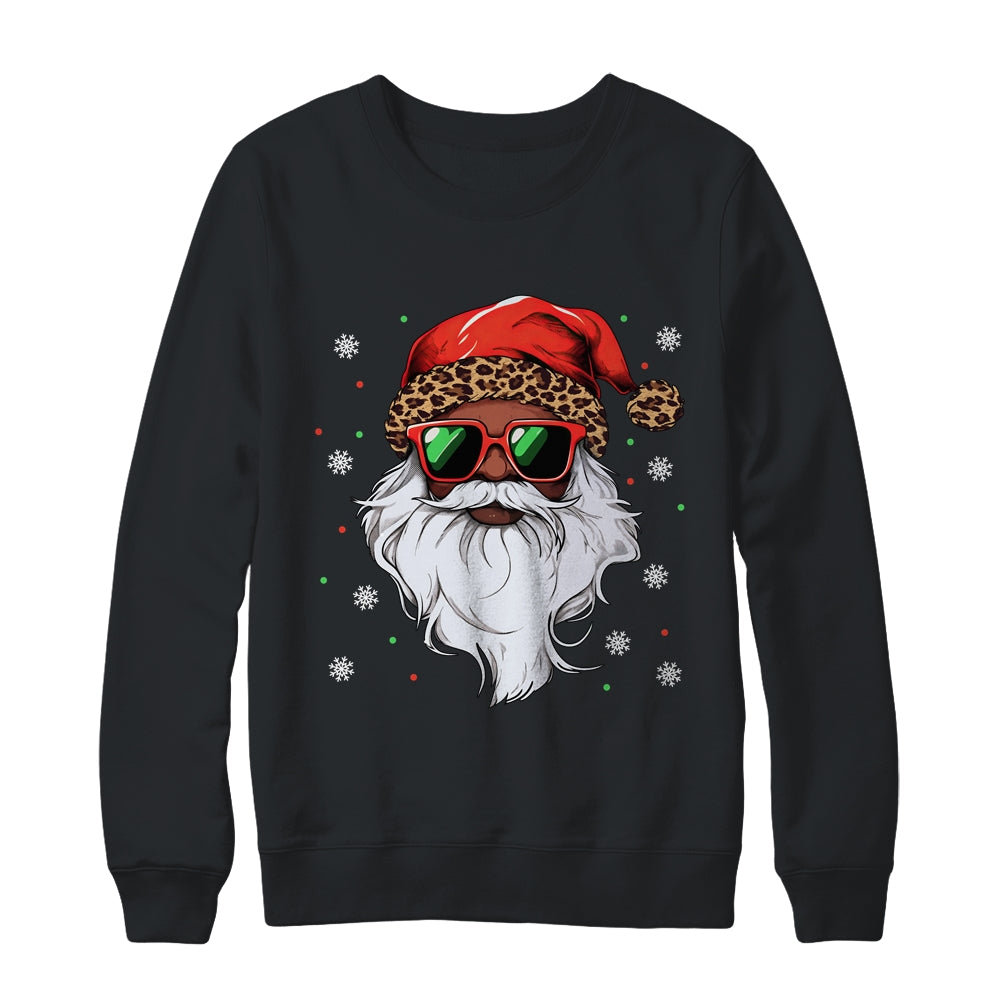 African American Santa Claus Black Christmas Leopard Xmas Shirt & Sweatshirt | siriusteestore