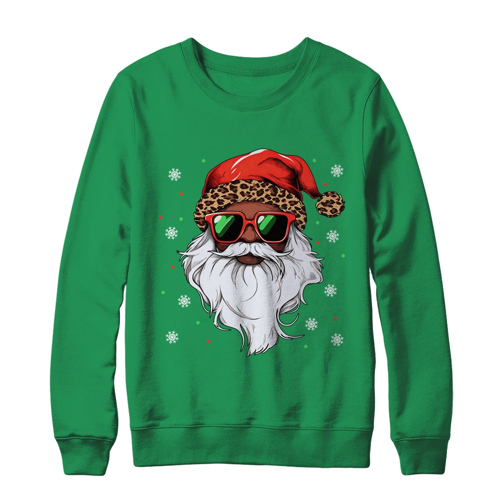 African American Santa Claus Black Christmas Leopard Xmas Shirt & Sweatshirt | siriusteestore