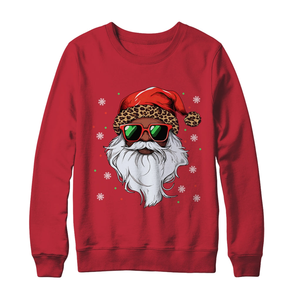 African American Santa Claus Black Christmas Leopard Xmas Shirt & Sweatshirt | siriusteestore