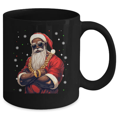 African American Santa Claus Family Christmas Black Mug | siriusteestore