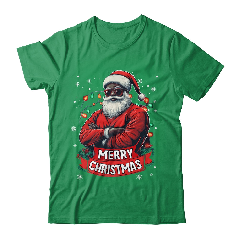 African American Santa Merry Christmas Retro Black X-mas Shirt & Sweatshirt | siriusteestore