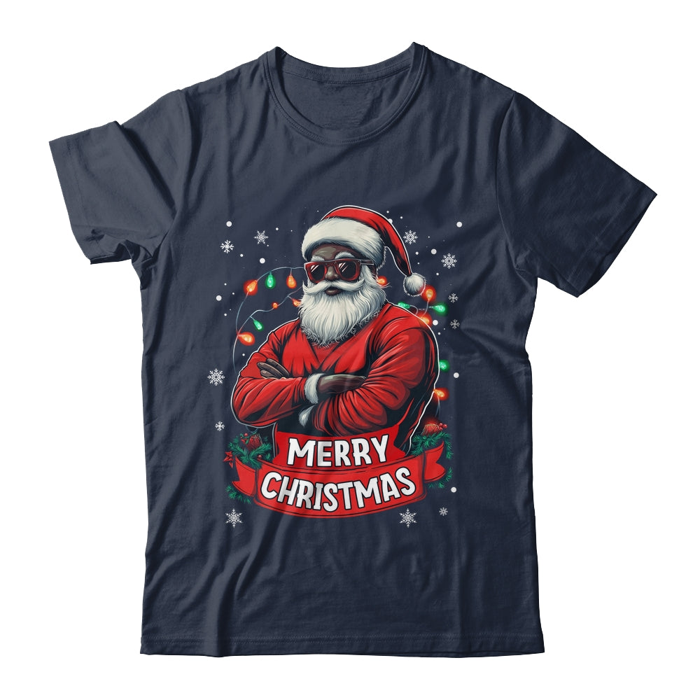 African American Santa Merry Christmas Retro Black X-mas Shirt & Sweatshirt | siriusteestore