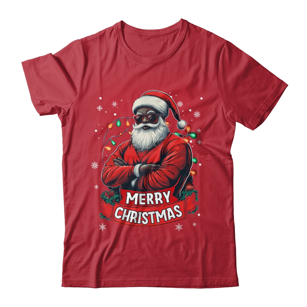 African American Santa Merry Christmas Retro Black X-mas Shirt & Sweatshirt | siriusteestore