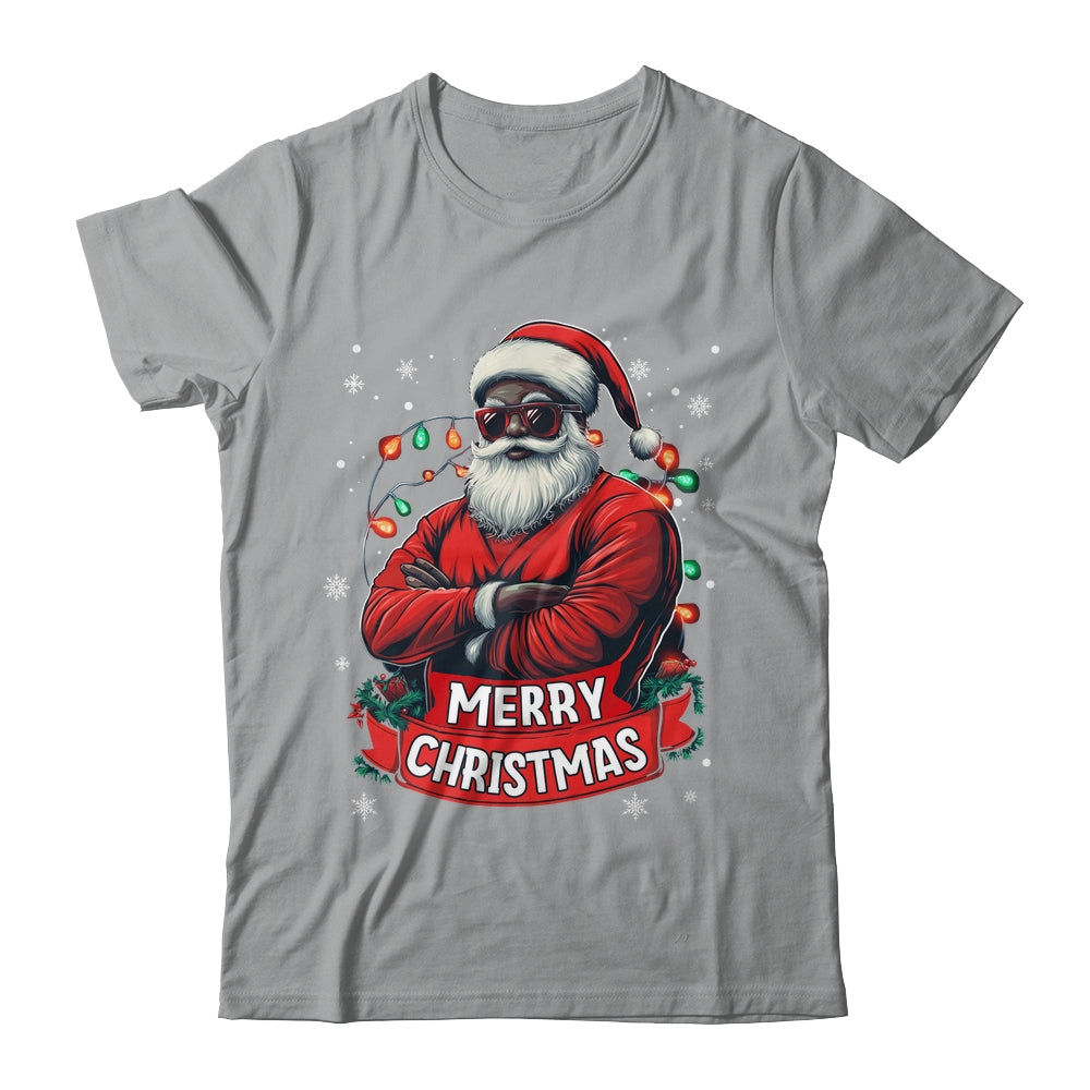 African American Santa Merry Christmas Retro Black X-mas Shirt & Sweatshirt | siriusteestore