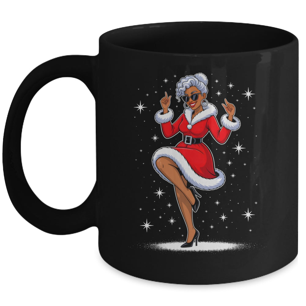 African Santa Wife Dancing African American Christmas Mug | siriusteestore