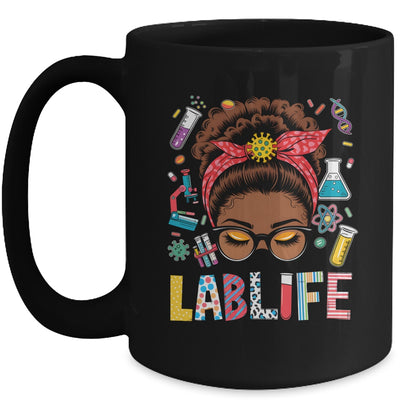 Afro Messy Bun Laboratory Life Lab Week 2025 Lab Technician Mug | siriusteestore