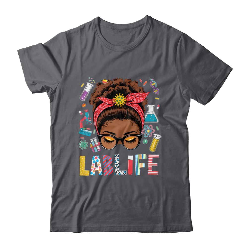 Afro Messy Bun Laboratory Life Lab Week 2025 Lab Technician Shirt & Hoodie | siriusteestore