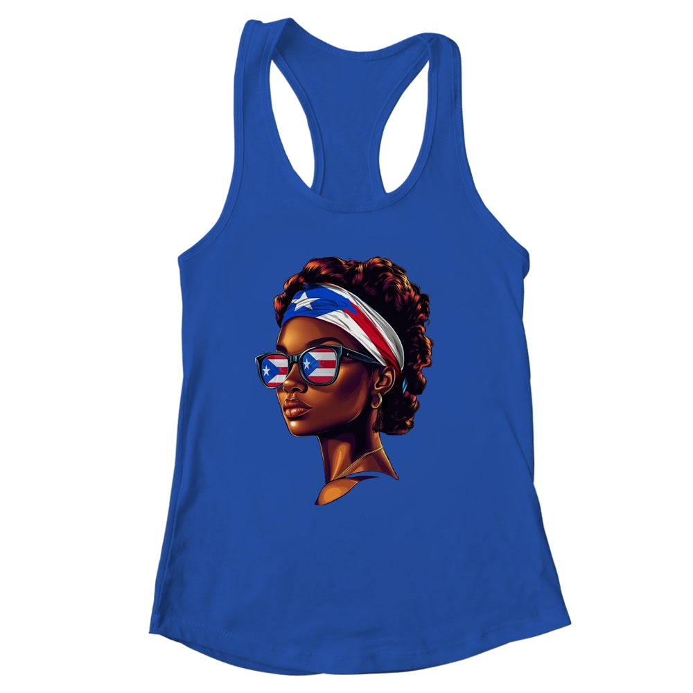 Afro Women Boricua Latina Puerto Rican Flag Sunglasses Shirt & Tank Top | siriusteestore