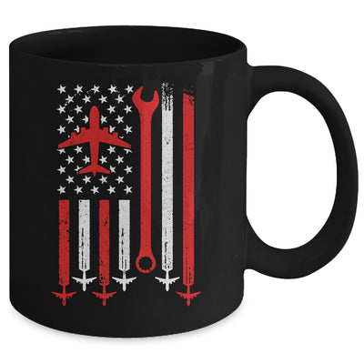 Airplane Mechanic US Flag Aviation Technician Plane Lover Mug | siriusteestore