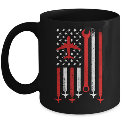 Airplane Mechanic US Flag Aviation Technician Plane Lover Mug | siriusteestore