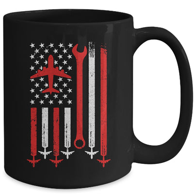 Airplane Mechanic US Flag Aviation Technician Plane Lover Mug | siriusteestore