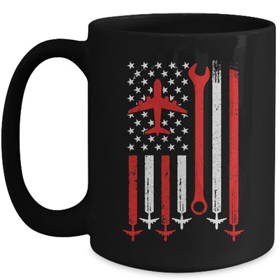 Airplane Mechanic US Flag Aviation Technician Plane Lover Mug | siriusteestore