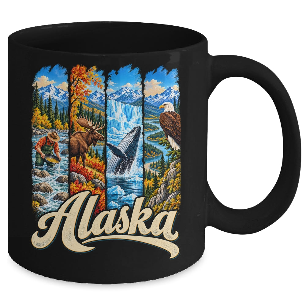 Alaska Adventure Nature Wildlife Bear Moose Eagle Travelling Mug | siriusteestore