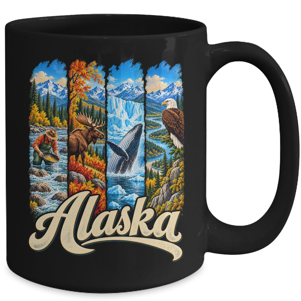 Alaska Adventure Nature Wildlife Bear Moose Eagle Travelling Mug | siriusteestore