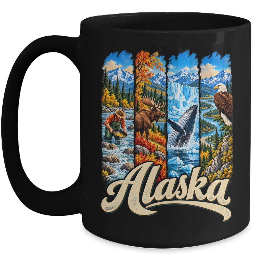 Alaska Adventure Nature Wildlife Bear Moose Eagle Travelling Mug | siriusteestore