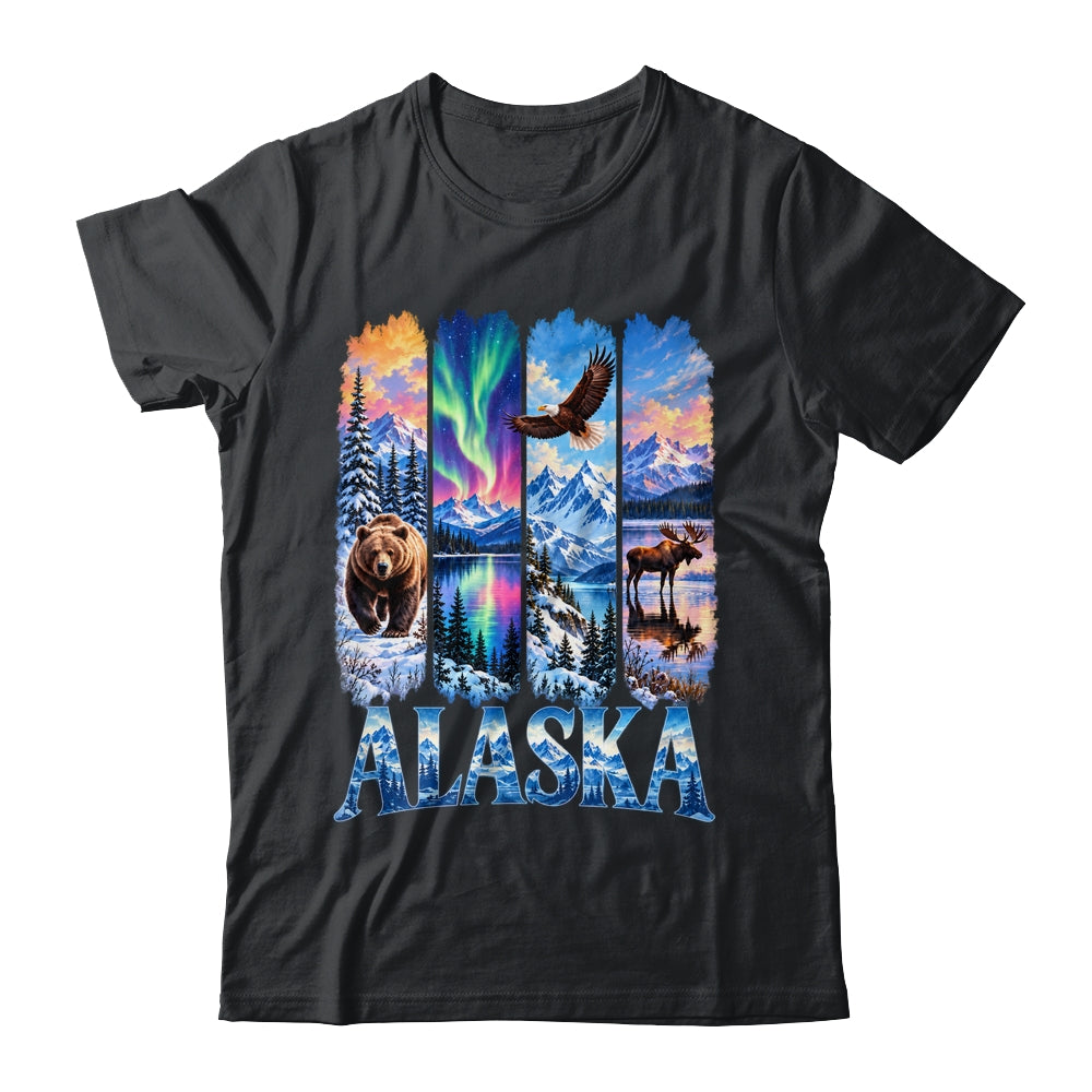 Alaska Bear Moose Eagle Aurora Lake And Mountain Wildlife Shirt & Hoodie | siriusteestore