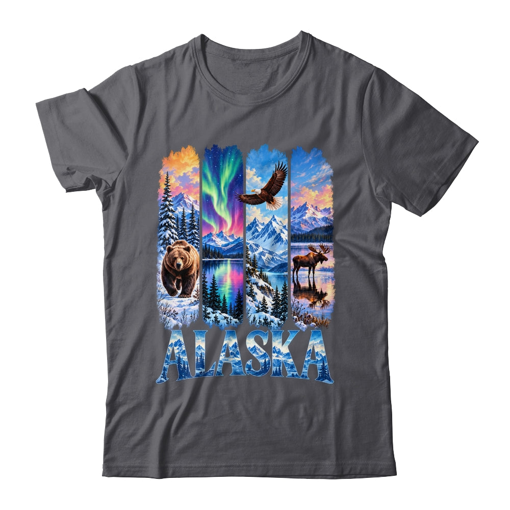 Alaska Bear Moose Eagle Aurora Lake And Mountain Wildlife Shirt & Hoodie | siriusteestore