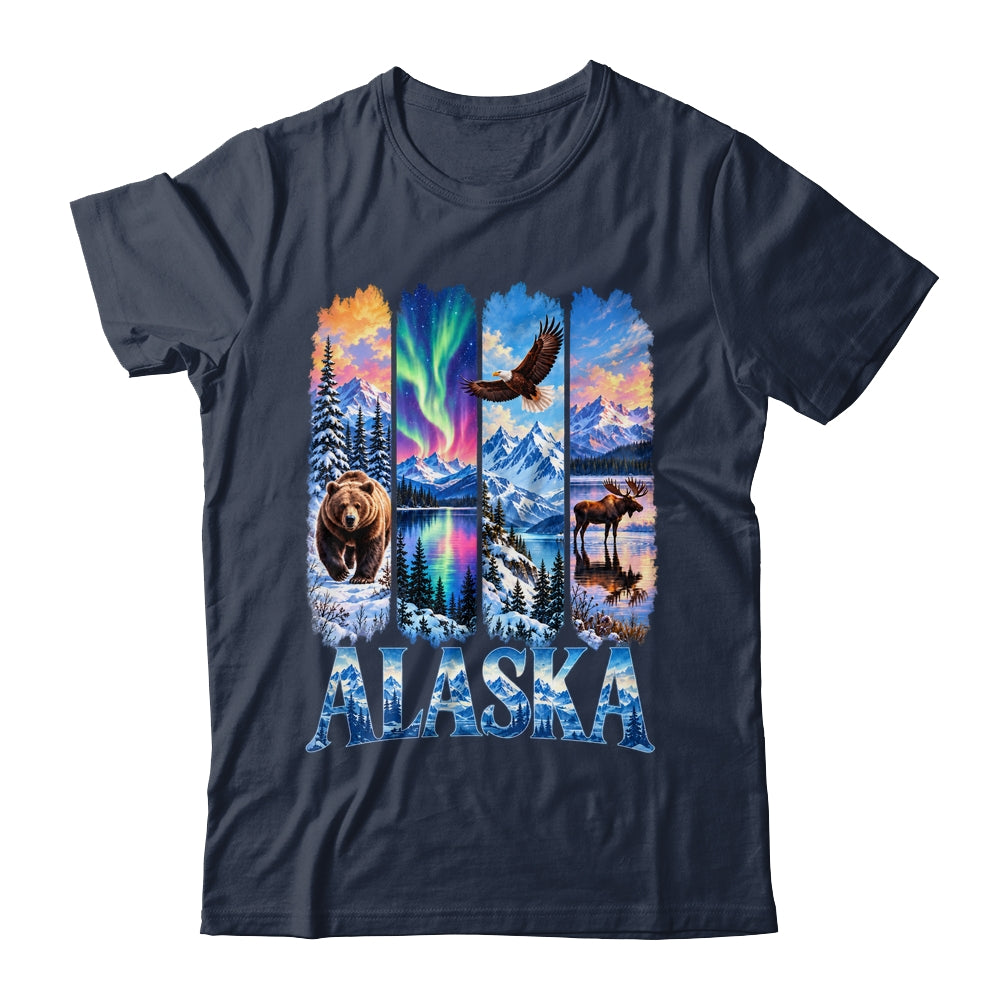 Alaska Bear Moose Eagle Aurora Lake And Mountain Wildlife Shirt & Hoodie | siriusteestore