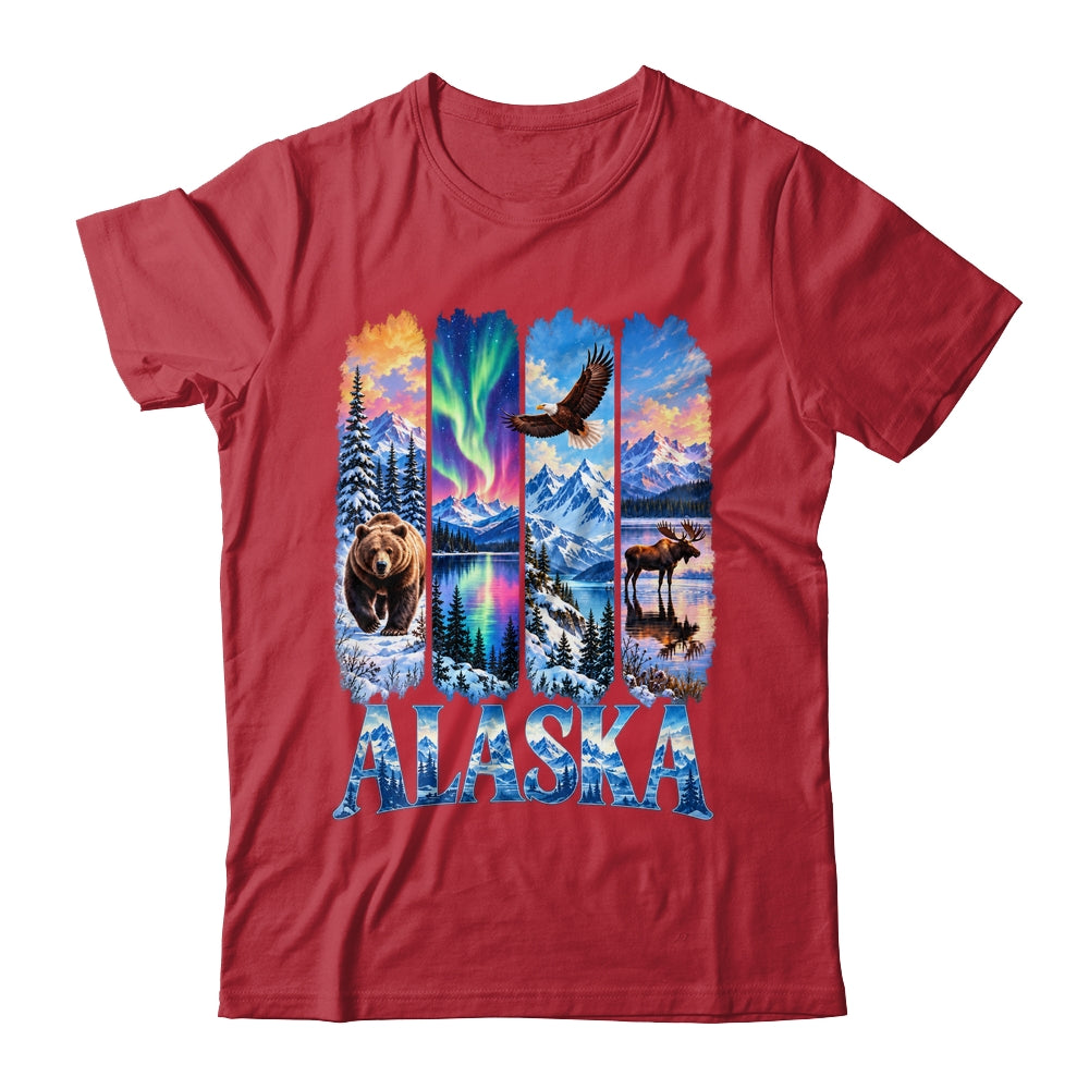 Alaska Bear Moose Eagle Aurora Lake And Mountain Wildlife Shirt & Hoodie | siriusteestore