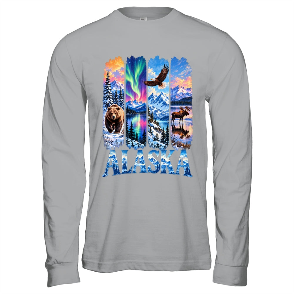 Alaska Bear Moose Eagle Aurora Lake And Mountain Wildlife Shirt & Hoodie | siriusteestore