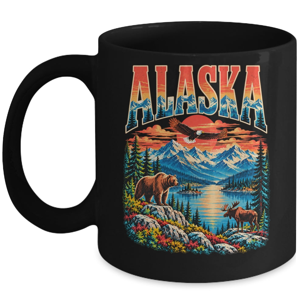 Alaska Bear Moose Eagle Lake And Mountain Aurora Vacation Mug | siriusteestore