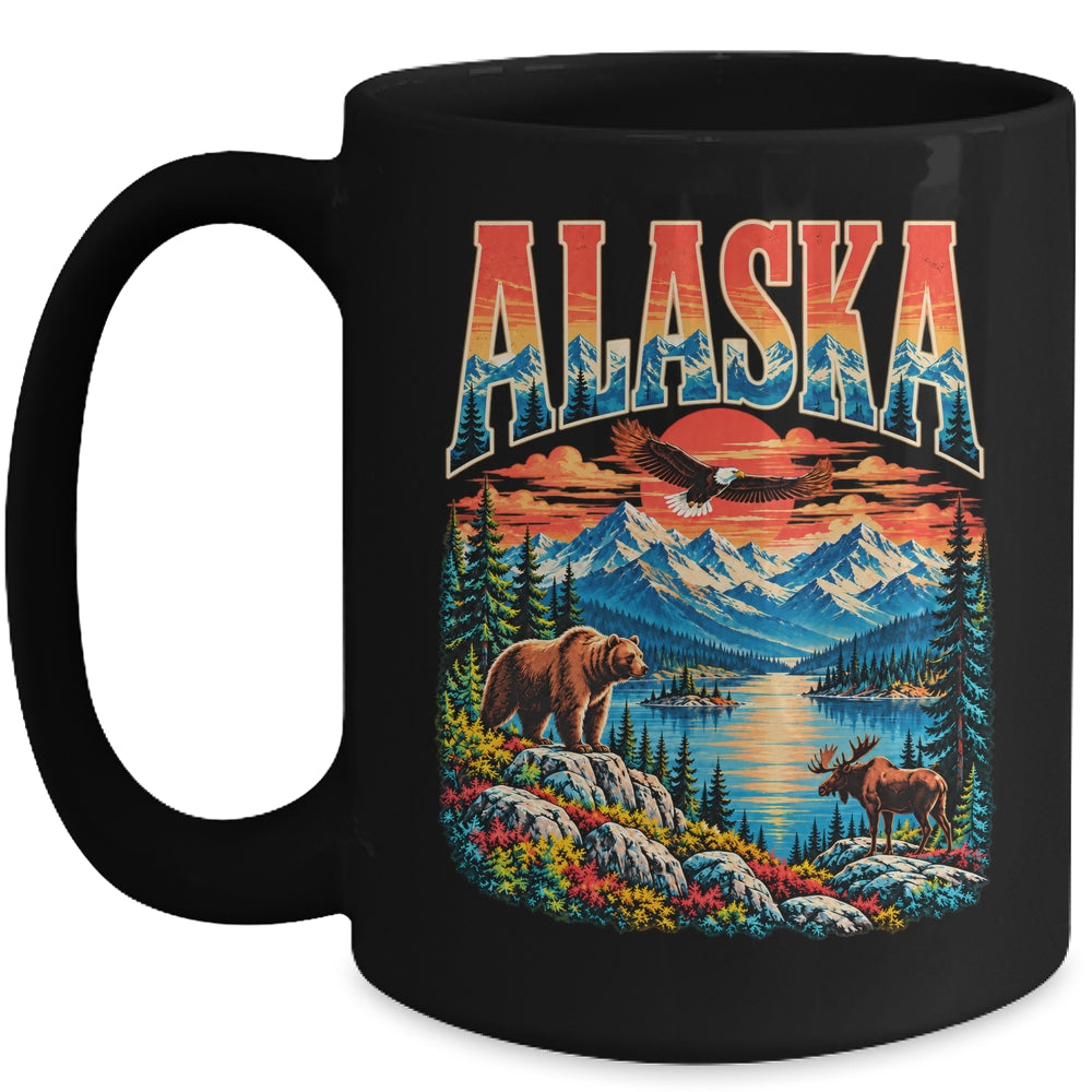 Alaska Bear Moose Eagle Lake And Mountain Aurora Vacation Mug | siriusteestore