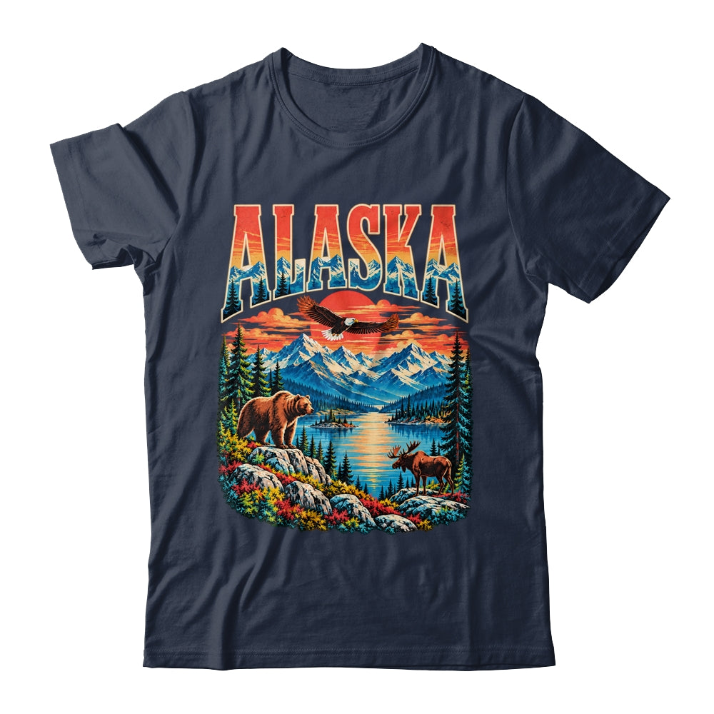 Alaska Bear Moose Eagle Lake And Mountain Aurora Vacation Shirt & Hoodie | siriusteestore