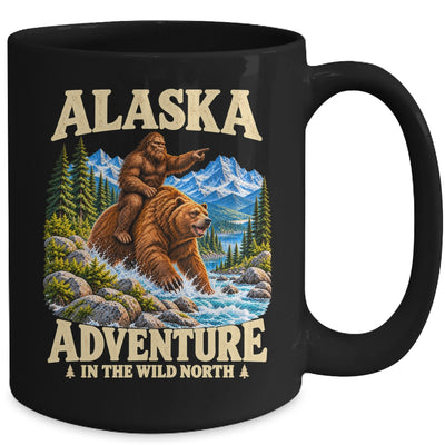 Alaska Bigfoot Riding A Bear Funny Sasquatch Vacation Mug | siriusteestore