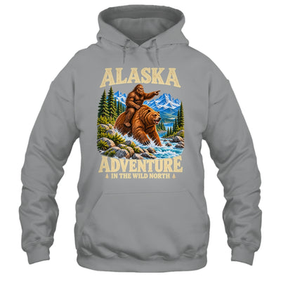 Alaska Bigfoot Riding A Bear Funny Sasquatch Vacation Shirt & Hoodie | siriusteestore