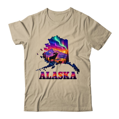 Alaska Elk Aurora Borealis Alaska State Landscape Vacation Shirt & Hoodie | siriusteestore