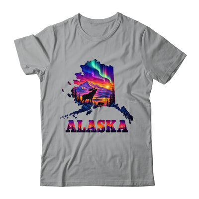 Alaska Elk Aurora Borealis Alaska State Landscape Vacation Shirt & Hoodie | siriusteestore